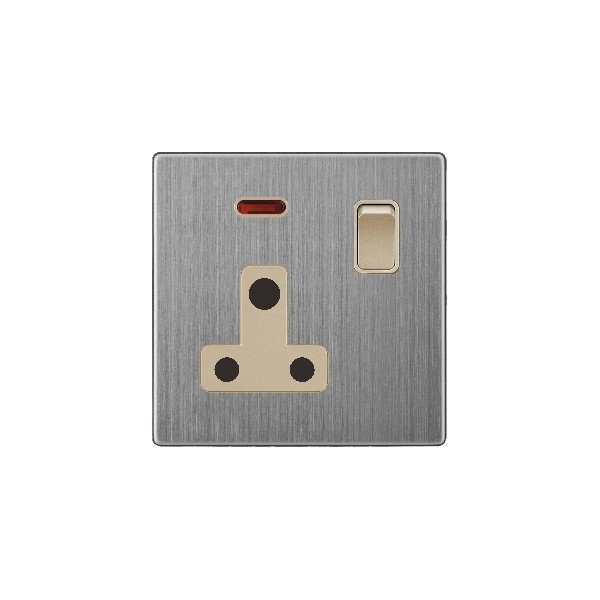 V-Max 15A SOCKET WITH SWITCH-GOLDEN STAINLESS