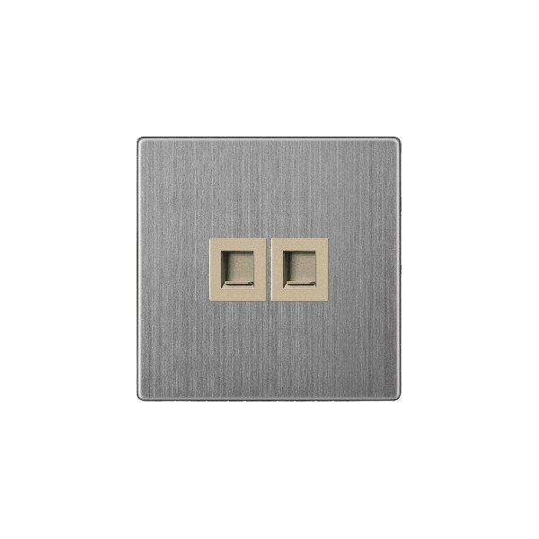 V-Max TELEPHONE + DATA SOCKET-GOLDEN STAINLESS