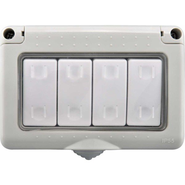 4 GANG 1 WAY SWITCH WEATHERPROOF IP55