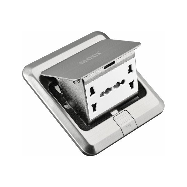 MULTI 2 WAY FLOOR SOCKET-SILVER