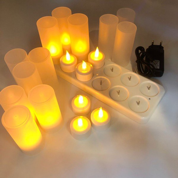 RECHARGEABLE LED CANDLES SET 12PCS