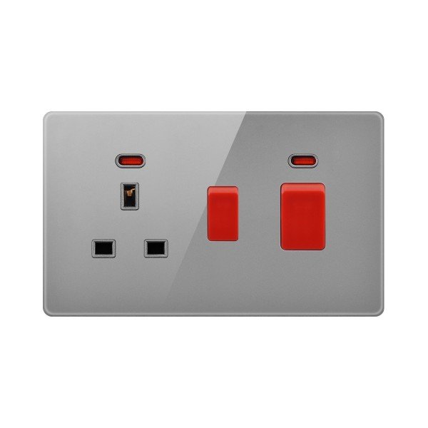 45A COOKER AND 13A SOCKET-GLASS GRAY