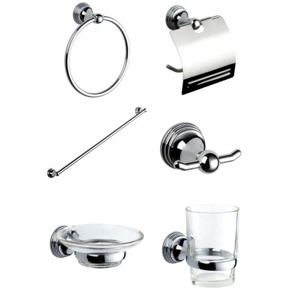 BATHROOM 6 ACCESSORIES SET CHROME