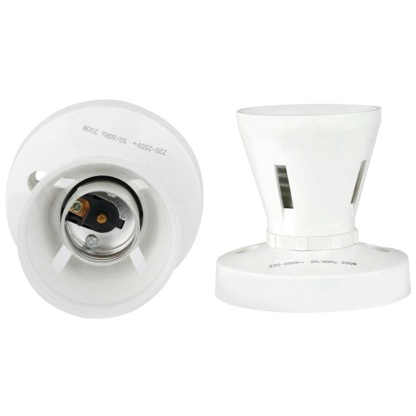 LAMP HOLDER CEILING 200WATTS E27 SCREW-WHITE