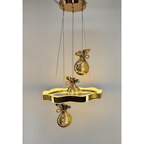 MODERN DESIGN GOLDEN FINISH LED PENDANT LAMP CHANDELIER 3-COLOR