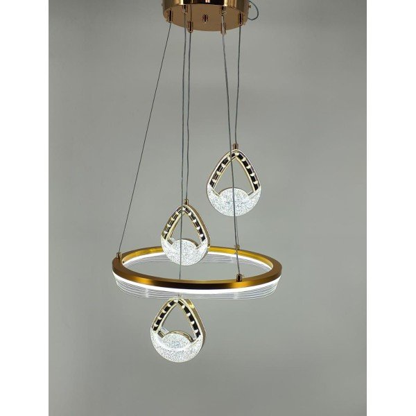 MODERN DESIGN GOLDEN FINISH LED PENDANT LAMP CHANDELIER 3-COLOR