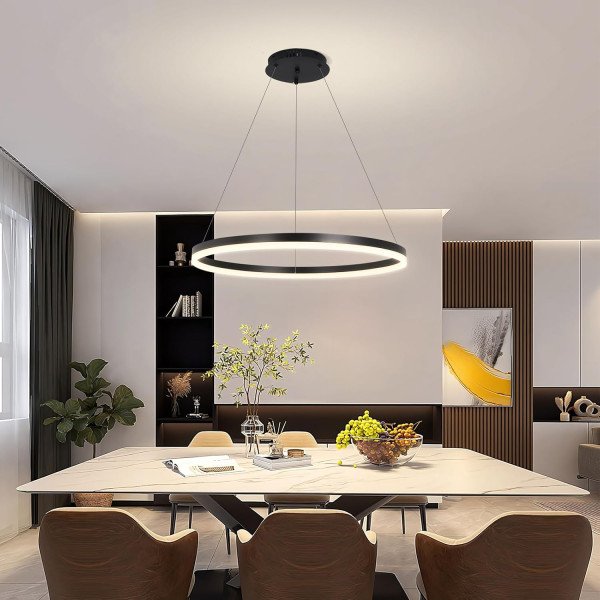 MODERN LED RING CHANDELIER LIGHT WITH REMOTE 60CM 3COLOR