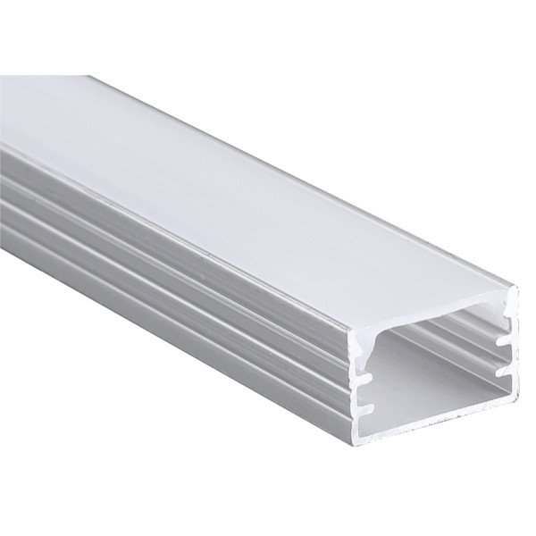 ANODIZED ALUMINUM PROFILE WITH DIFFUSED COVER 14.3X8.8MM