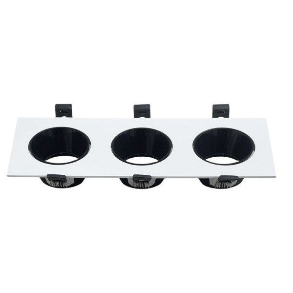 Anti-Glare Triple LED Spotlight Aluminum Frame White + Black