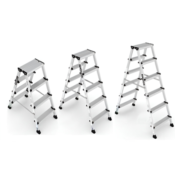 Industrial Home Ladder Aluminum Folding Step Rack Stool (3 Step, White)