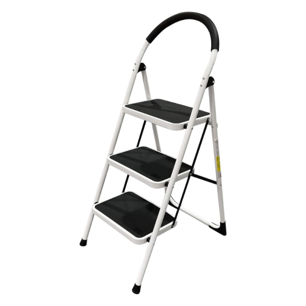 Industrial and Home Ladder Folding Domestic Stepladder (3 Steps, White)