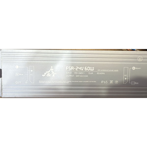J&T 24V LED WATERPROOOF POWER SUPPLY 60W