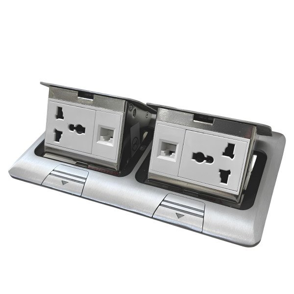 Multi Socket with Computer Decorative Floor Socket - Silver
