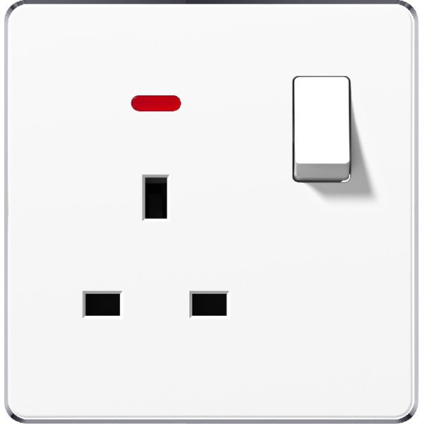 13A 1 GANG SWITCH + SOCKET WITH NEON - WHITE