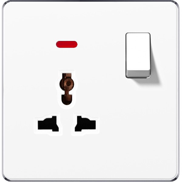 13A 1 GANG SWITCH + MF SOCKET WITH NEON - WHITE