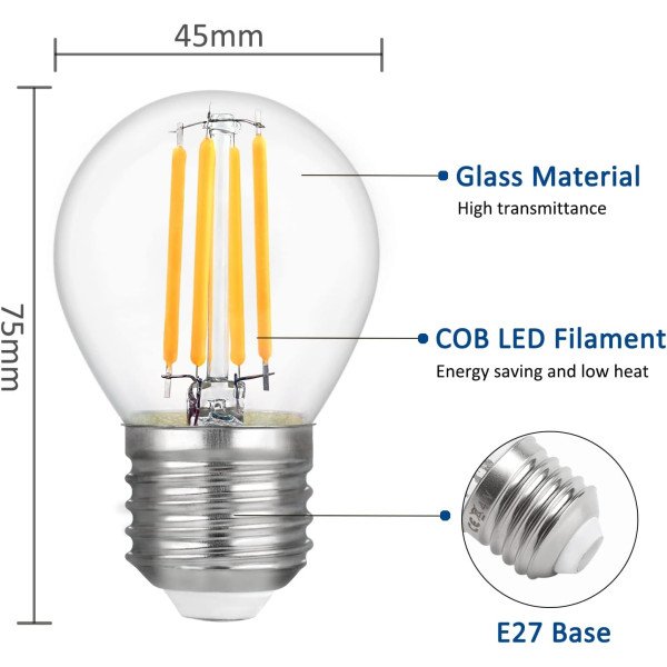 E27 G45 FILAMENT LAMP CLEAR GLASS