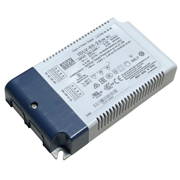 IDLV-65-24 LED Driver, 57.6W, 24VDC, 2.4A, Constant Voltage