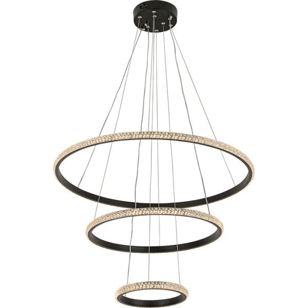 3-Ring LED Pendant Light 110W Black Body 3Color 20+40+60CM