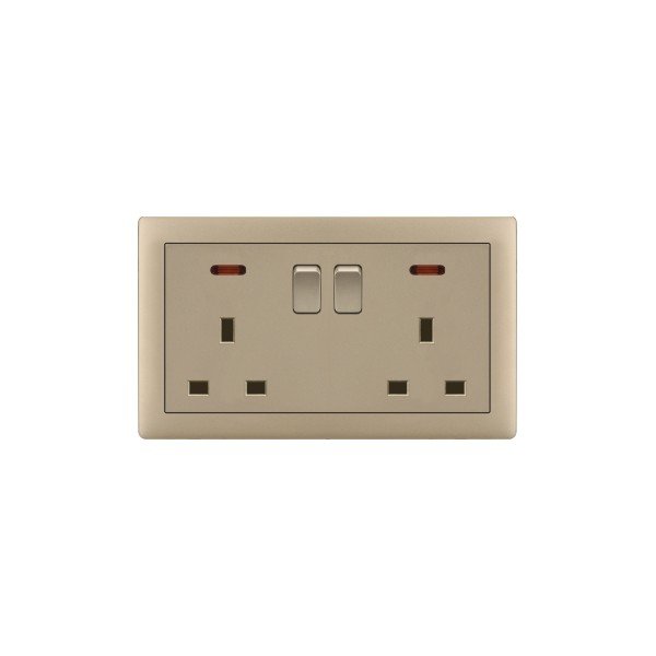 DOUBLE 13A SOCKET WITH SWITCH-MATTE GOLDEN SERIES