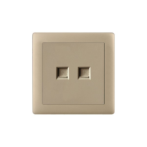 DOUBLE TELEPHONE SOCKET-MATTE GOLDEN SERIES